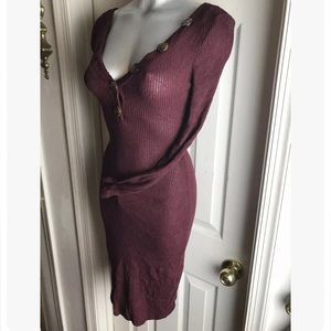 NEW Derek Heart Ribbed Burgundy Dress BODYCON sz S